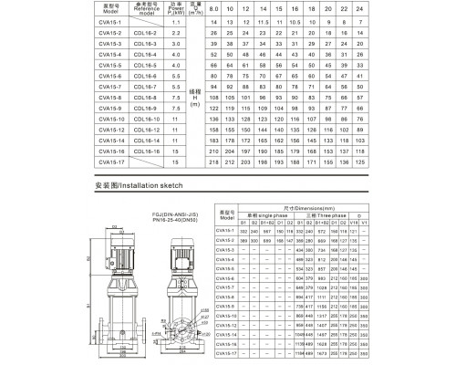 CVA15-5 multistage vertical pump