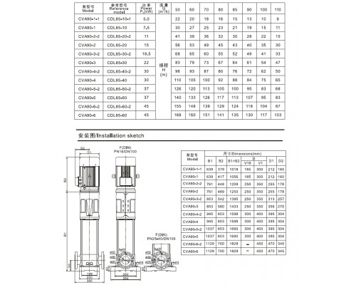 CVA90-6-2 multistage vertical pump