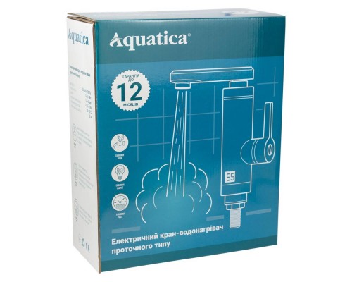 Кран-водонагрівач проточний HZ 3.0кВт 0.4-5бар для кухні гусак прямий на гайці (W) AQUATICA HZ-6B243W (9791123)