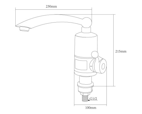 Кран-водонагрівач проточний NZ 3.0кВт 0.4-5бар для кухні гусак прямий на гайці AQUATICA NZ-6B212W (9797122)